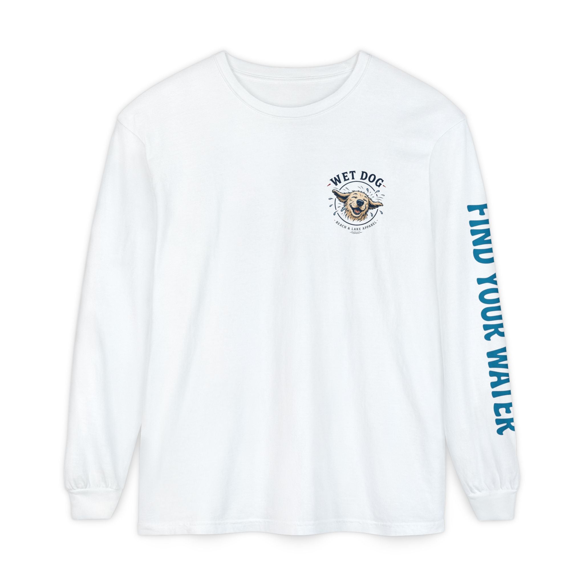 Wet Dog Shake Logo Long Sleeve T-Shirt | Find Your Water sleeve print