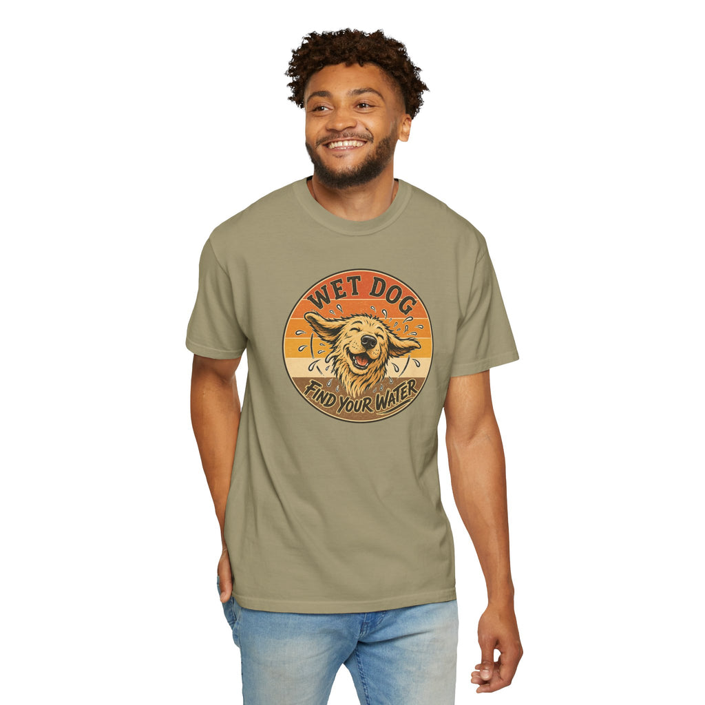 Wet Dog Find Your Water T-shirt | Retro Golden Retriever Graphic