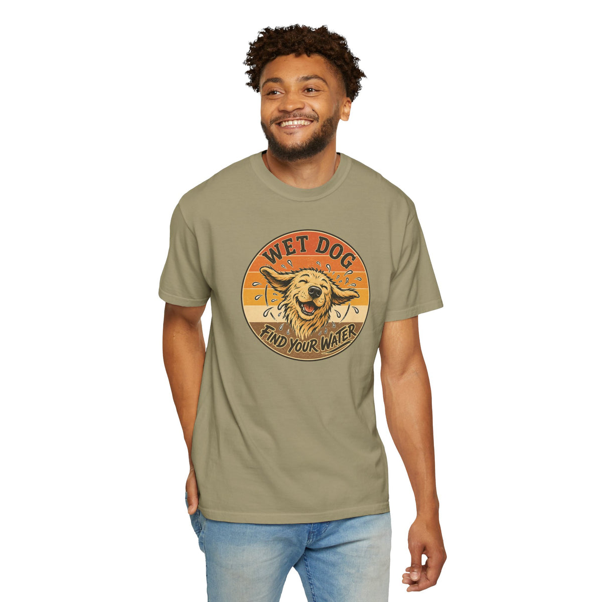Wet Dog Find Your Water T-shirt | Retro Golden Retriever Graphic