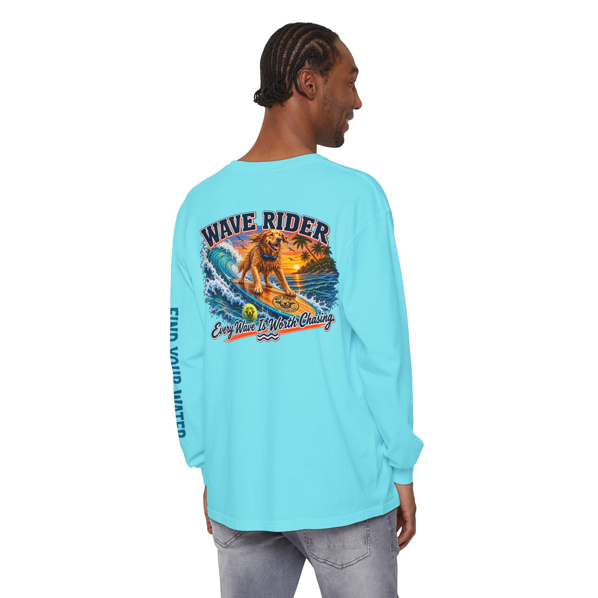 Wet Dog "Wave Rider" Long Sleeve T-Shirt | Find Your Water sleeve print