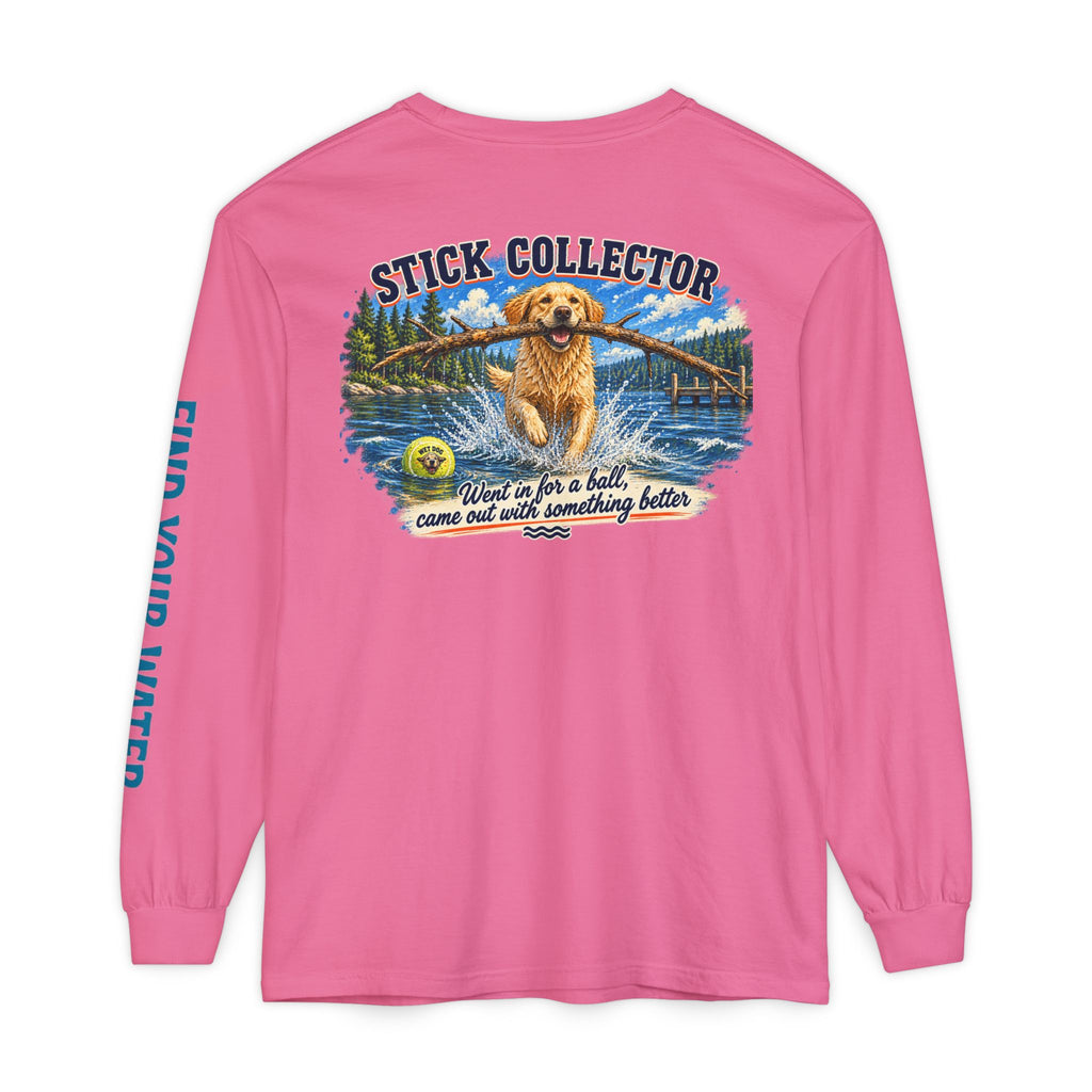 Wet Dog "Stick Collector" graphic Long Sleeve T-Shirt | find your water sleeve print