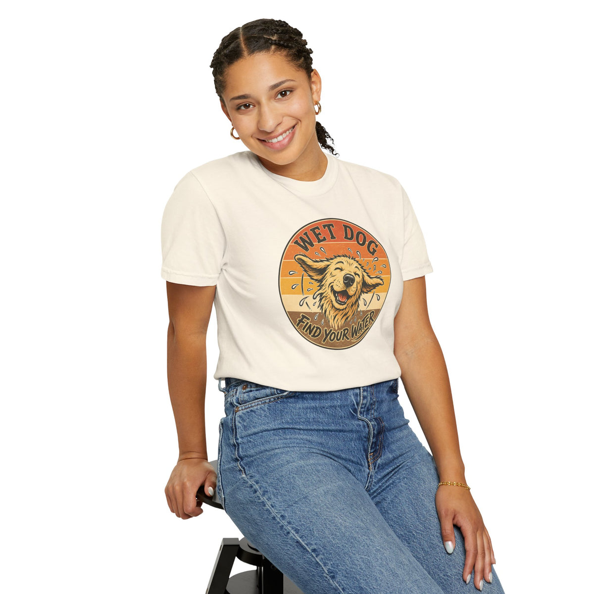 Wet Dog Find Your Water T-shirt | Retro Golden Retriever Graphic