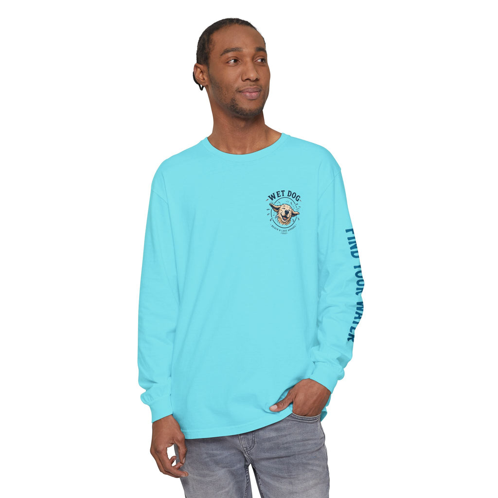 Wet Dog "Stick Collector" graphic Long Sleeve T-Shirt | find your water sleeve print