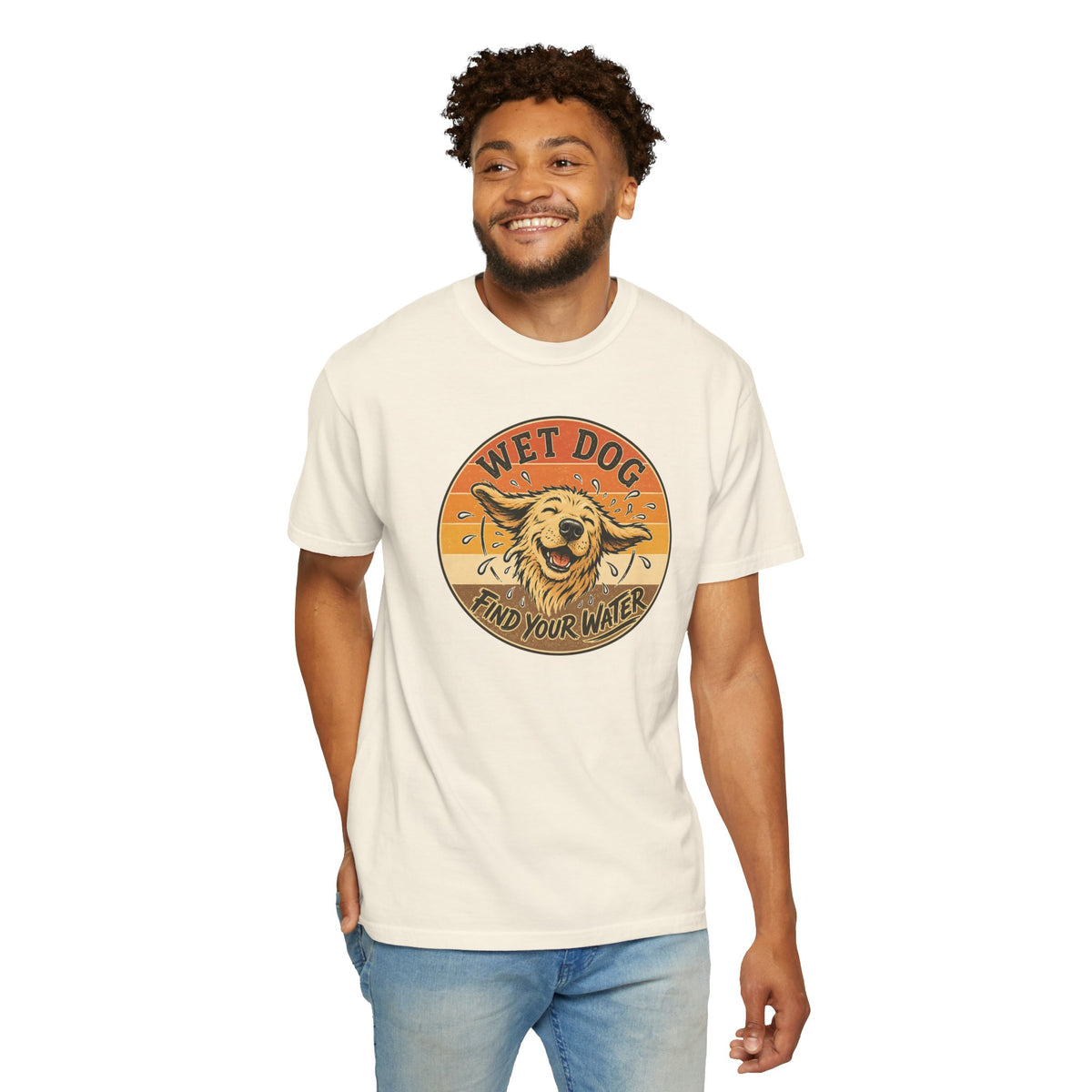 Wet Dog Find Your Water T-shirt | Retro Golden Retriever Graphic