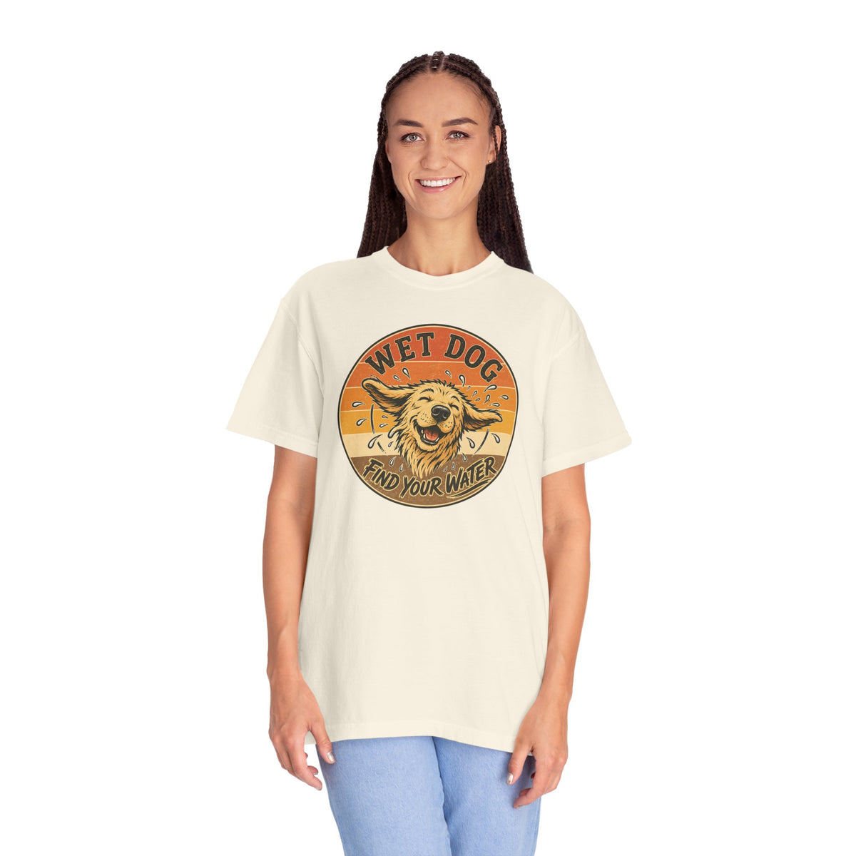 Wet Dog Find Your Water T-shirt | Retro Golden Retriever Graphic
