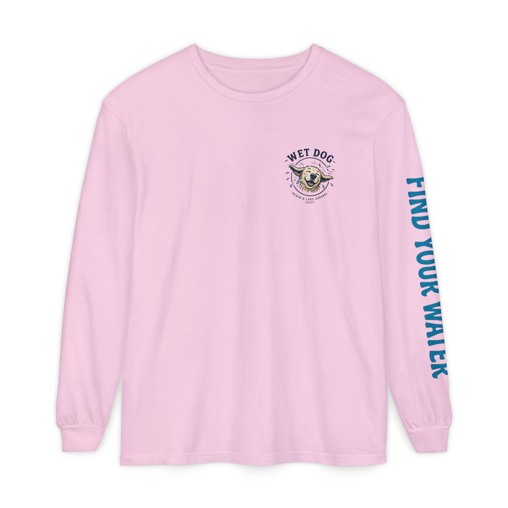 Wet Dog Shake Logo Long Sleeve T-Shirt | Find Your Water sleeve print