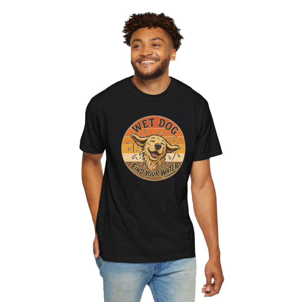 Wet Dog Find Your Water T-shirt | Retro Golden Retriever Graphic