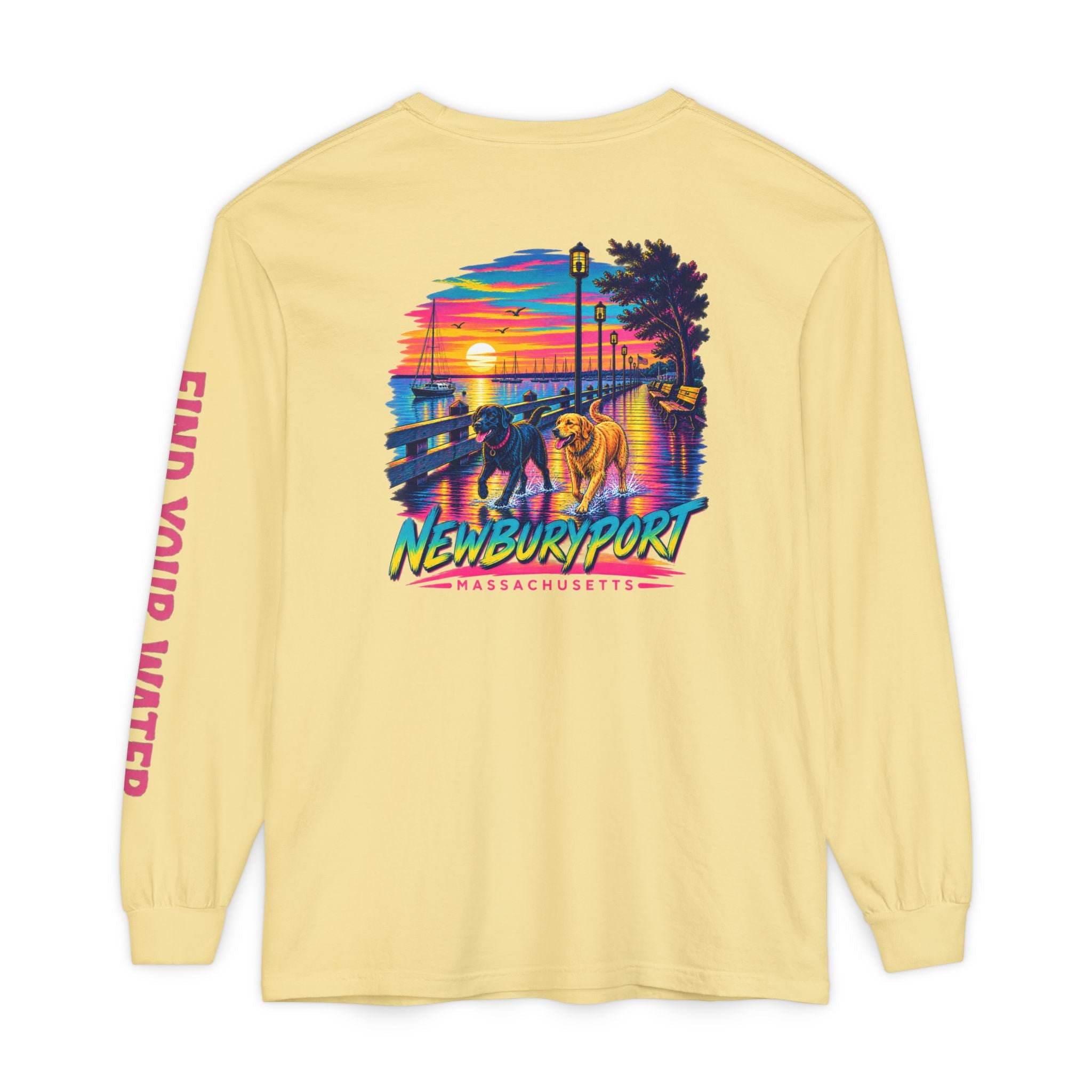 Wet Dog Locals Newburyport MA Boardwalk Long Sleeve T-Shirt | Find Your Water