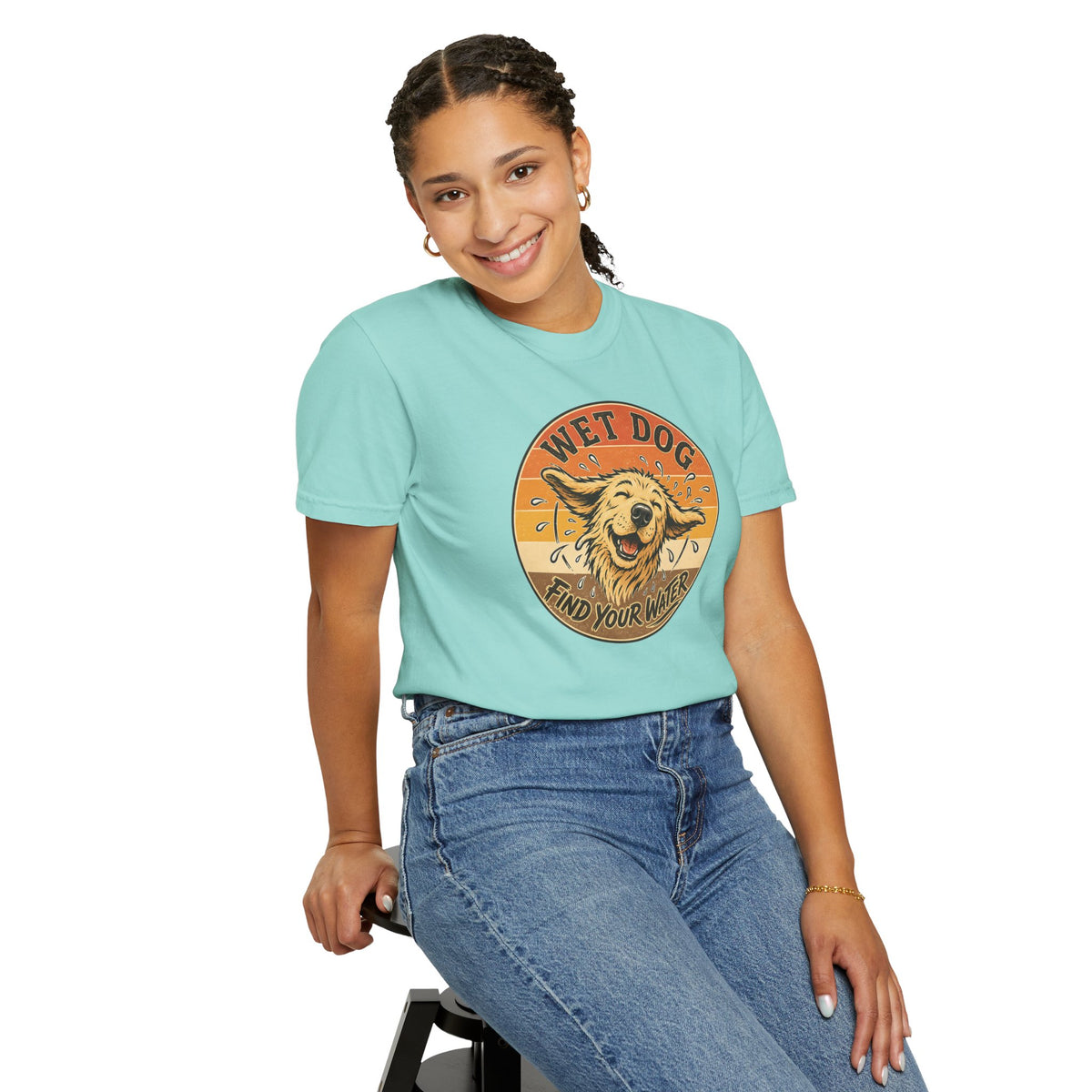 Wet Dog Find Your Water T-shirt | Retro Golden Retriever Graphic