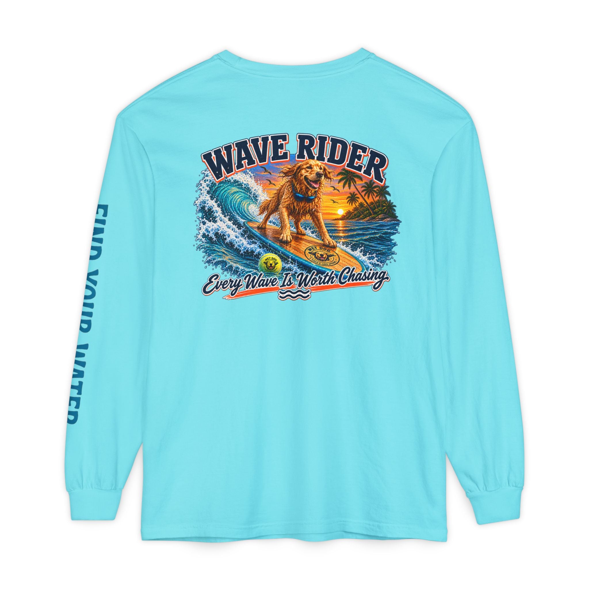 Wet Dog "Wave Rider" Long Sleeve T-Shirt | Find Your Water sleeve print