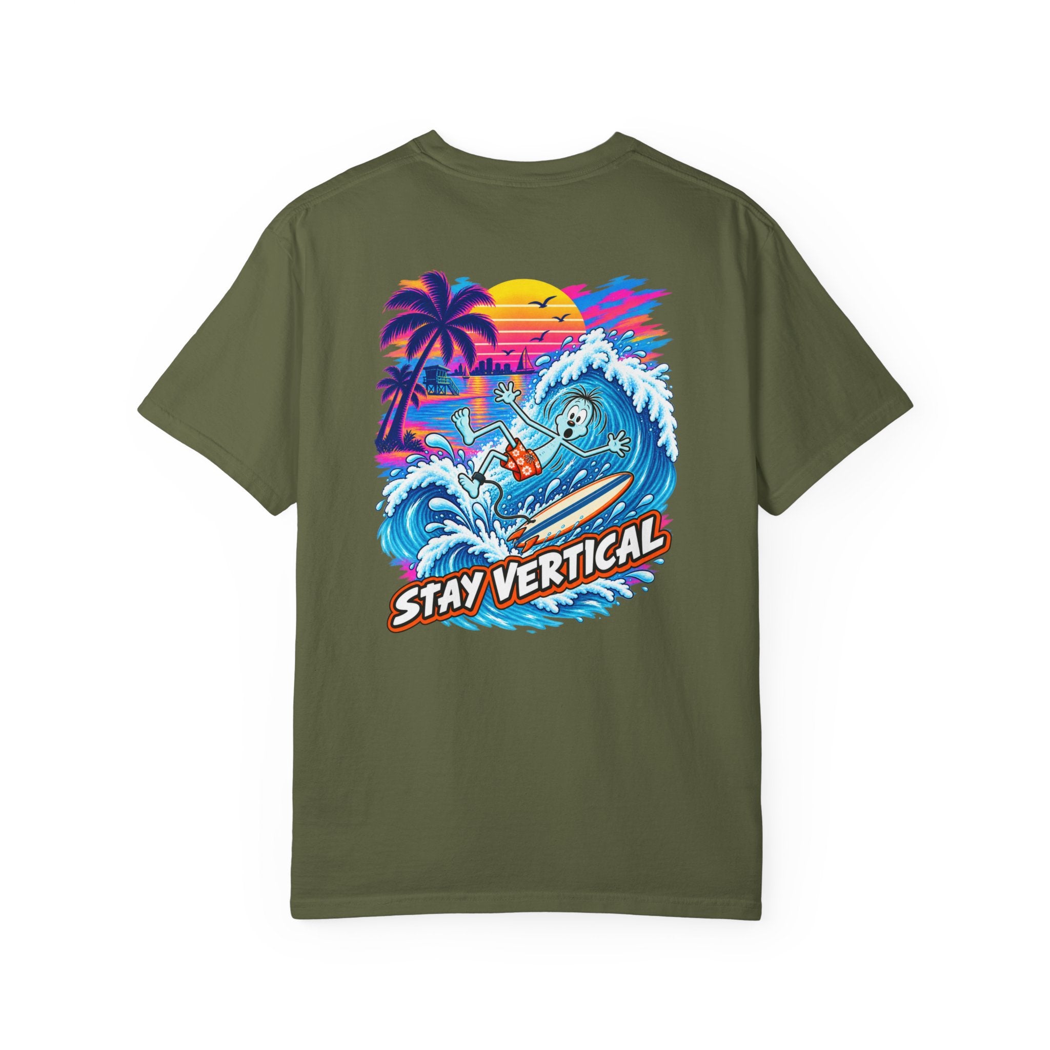 Stay Vertical Surfing Shirt | Surf Wave Sunset T-Shirt