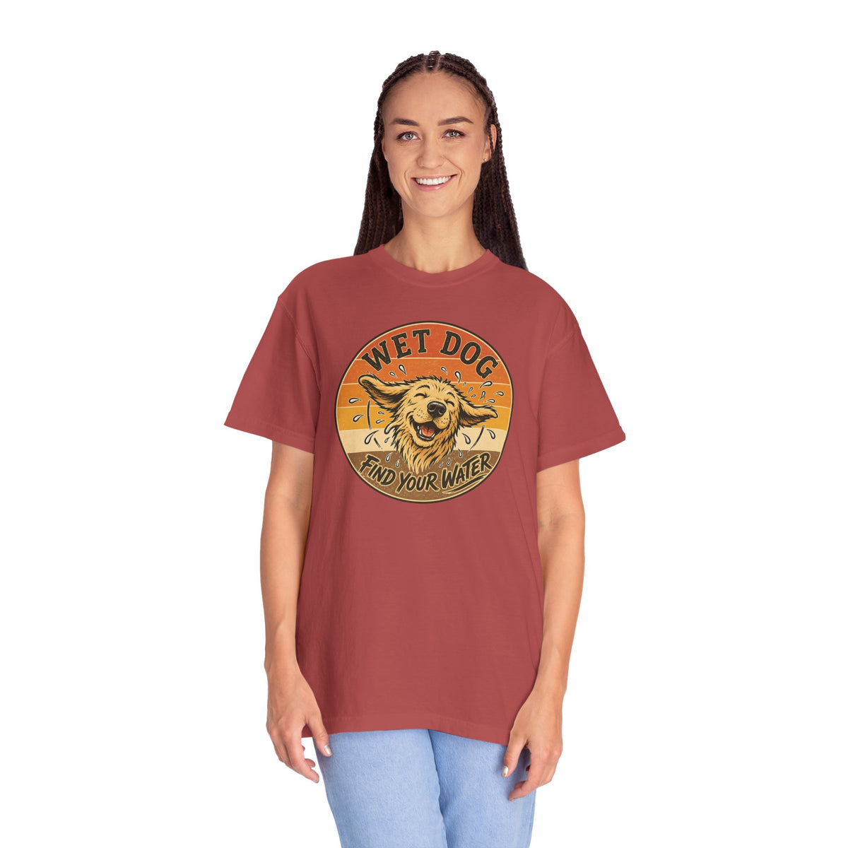 Wet Dog Find Your Water T-shirt | Retro Golden Retriever Graphic