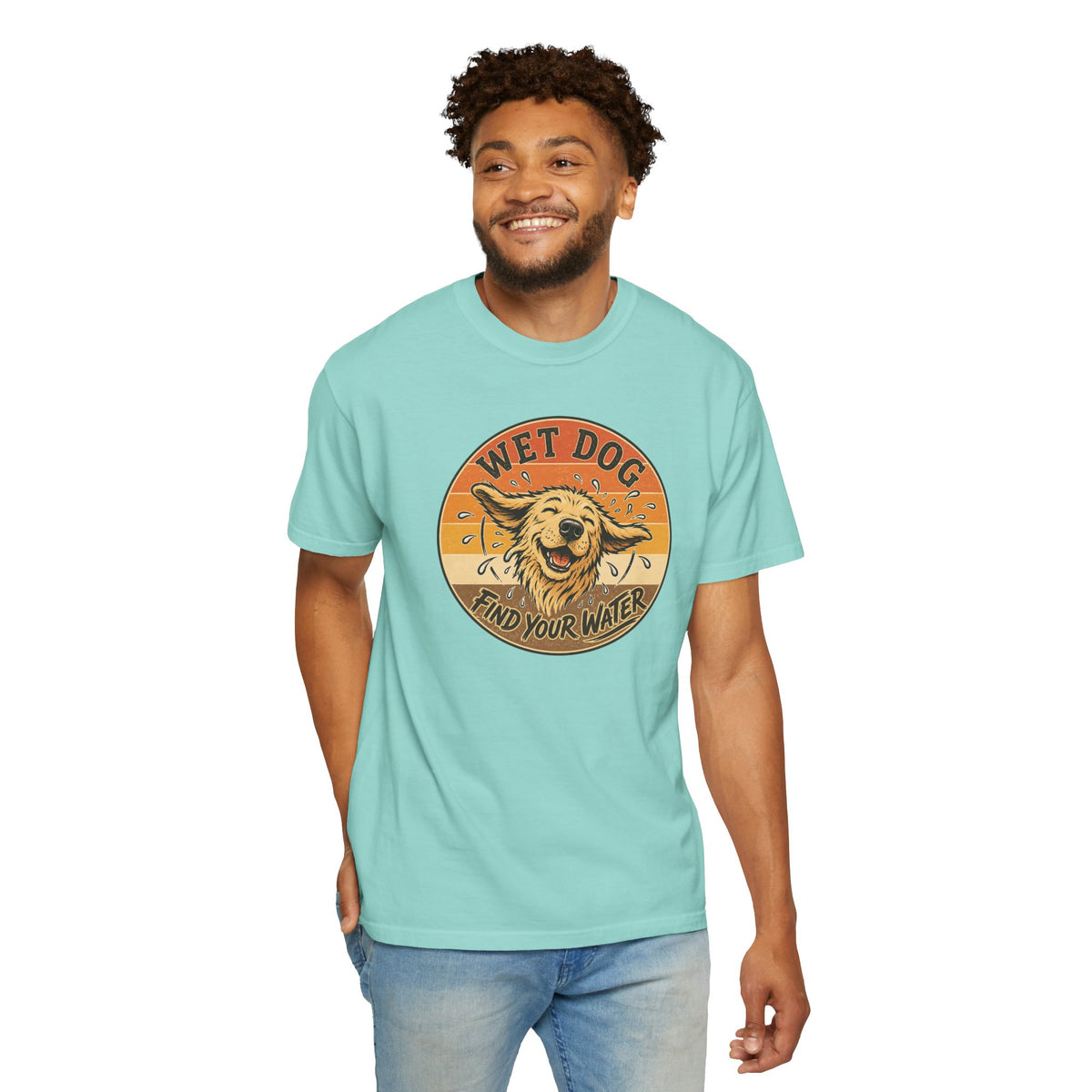 Wet Dog Find Your Water T-shirt | Retro Golden Retriever Graphic