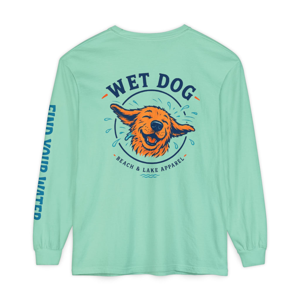 Wet Dog Shake Logo Long Sleeve T-Shirt | Find Your Water sleeve print
