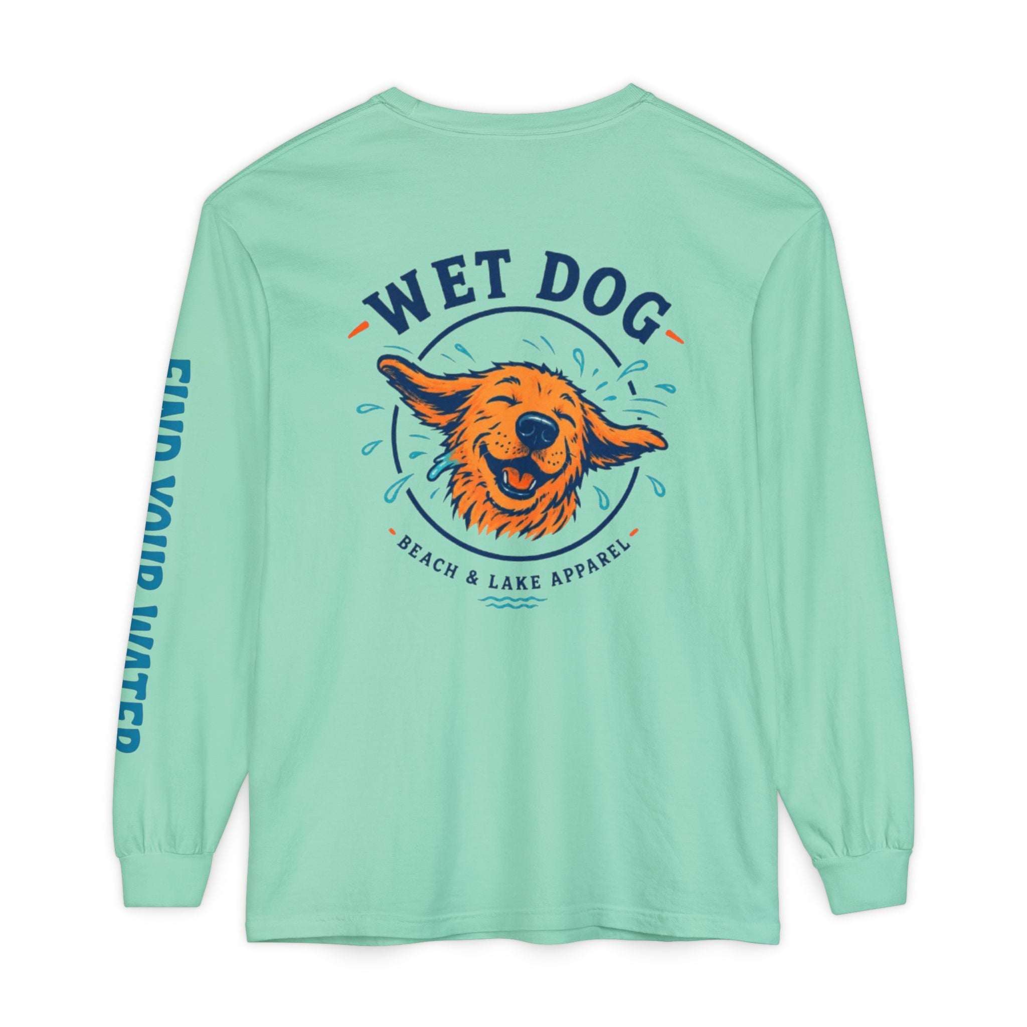 Wet Dog Shake Logo Long Sleeve T-Shirt | Find Your Water sleeve print