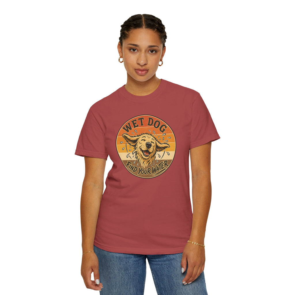 Wet Dog Find Your Water T-shirt | Retro Golden Retriever Graphic