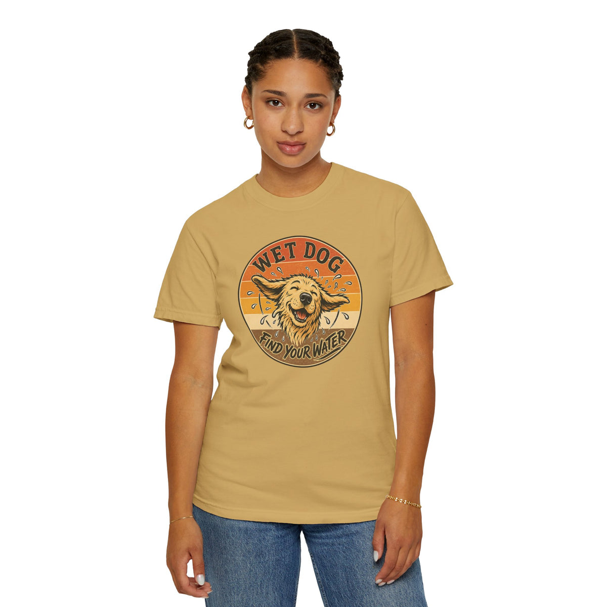 Wet Dog Find Your Water T-shirt | Retro Golden Retriever Graphic