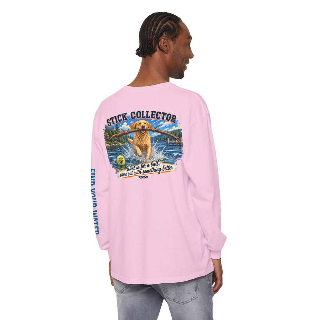 Wet Dog "Stick Collector" graphic Long Sleeve T-Shirt | find your water sleeve print