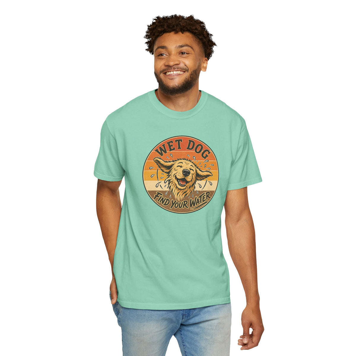 Wet Dog Find Your Water T-shirt | Retro Golden Retriever Graphic