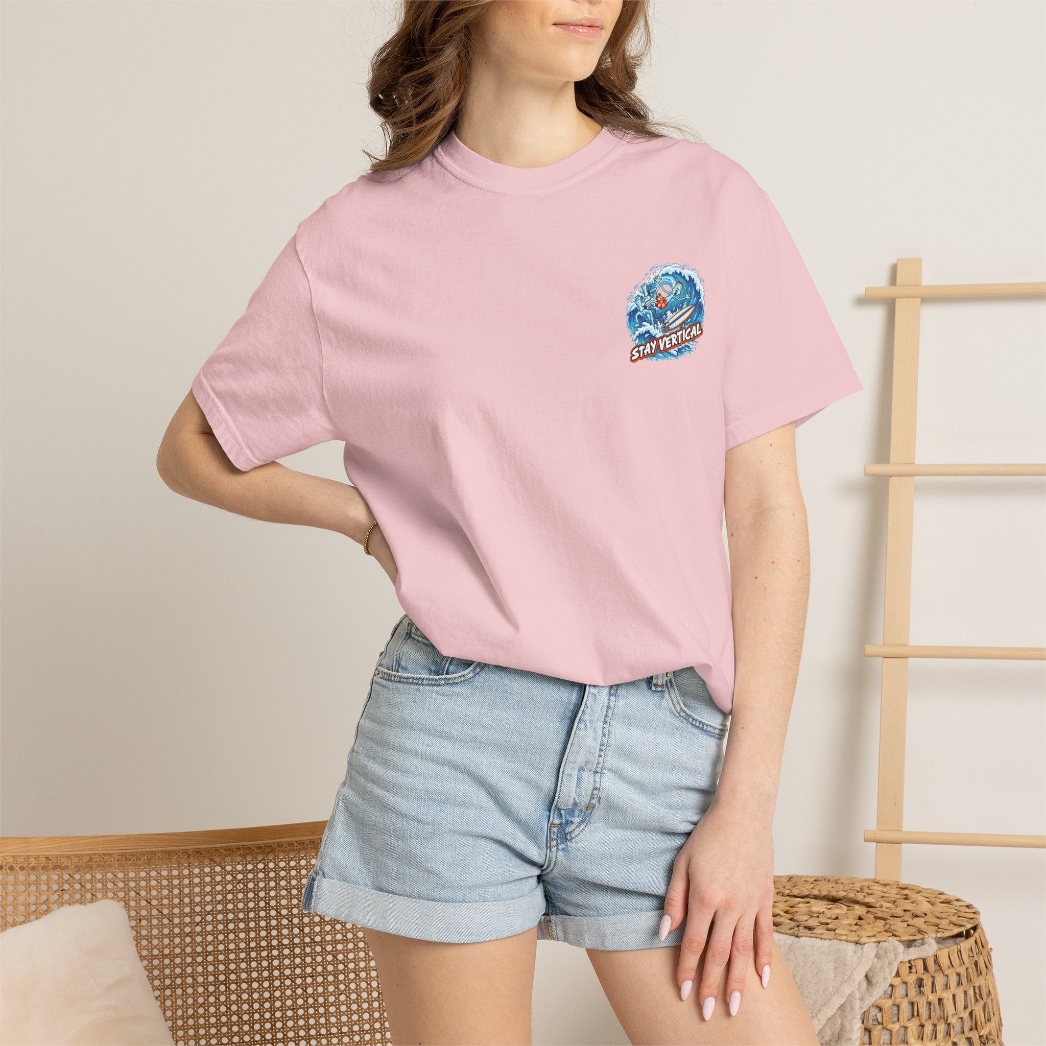 Stay Vertical Surfing Shirt | Surf Wave Sunset T-Shirt