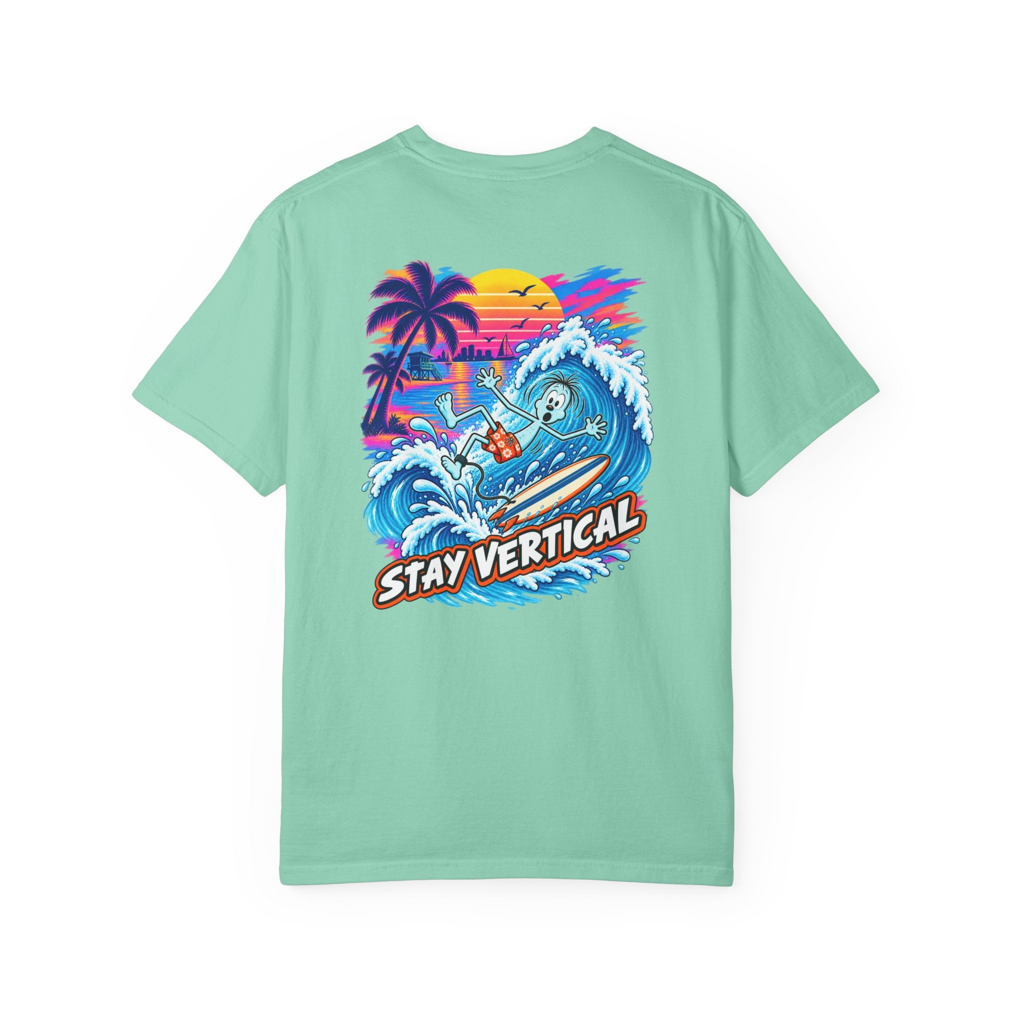 Stay Vertical Surfing Shirt | Surf Wave Sunset T-Shirt