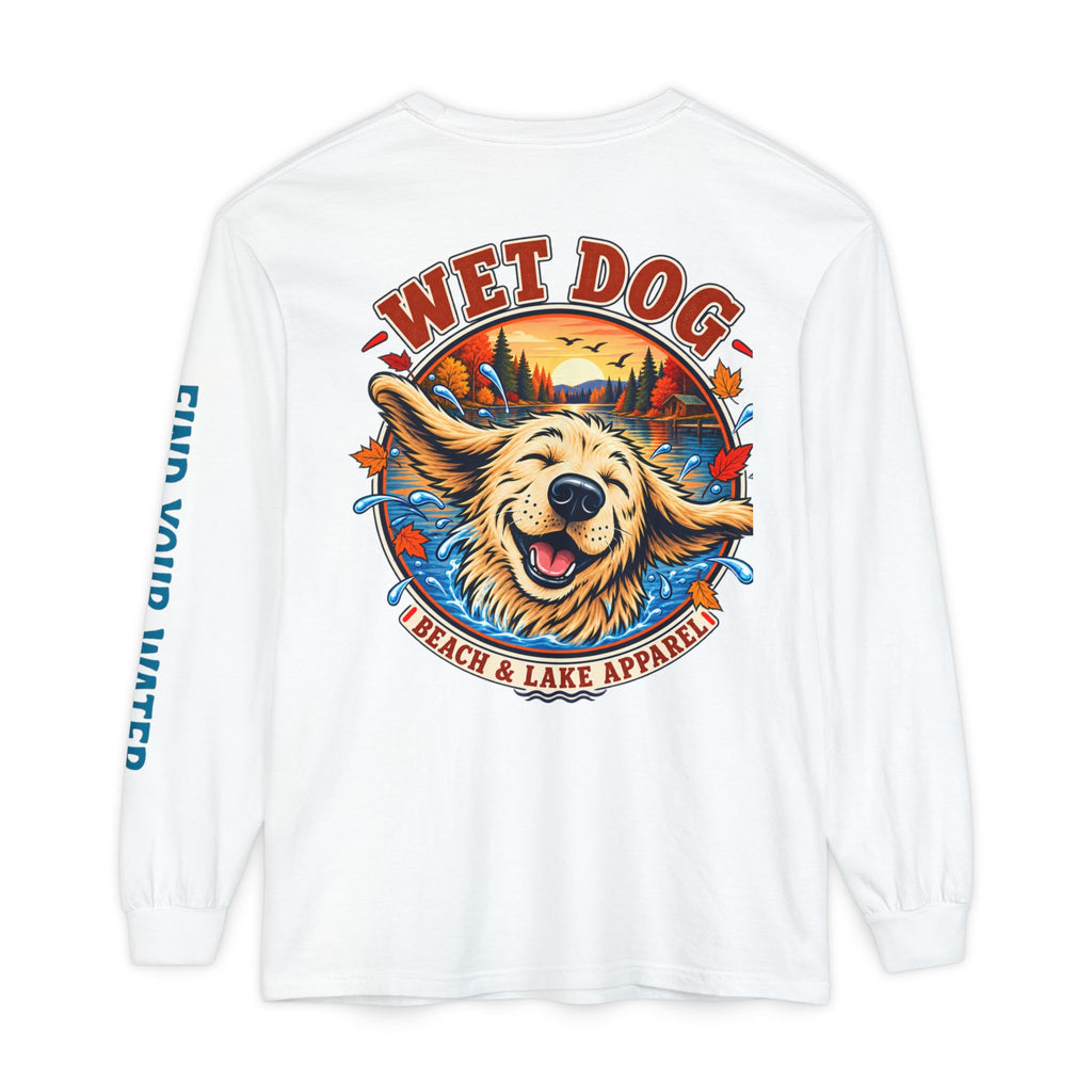Autumn Leaves Shake Wet Dog Long Sleeve T-Shirt | Beach & Lake Apparel