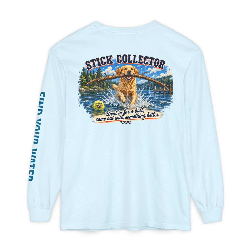 Wet Dog "Stick Collector" graphic Long Sleeve T-Shirt | find your water sleeve print