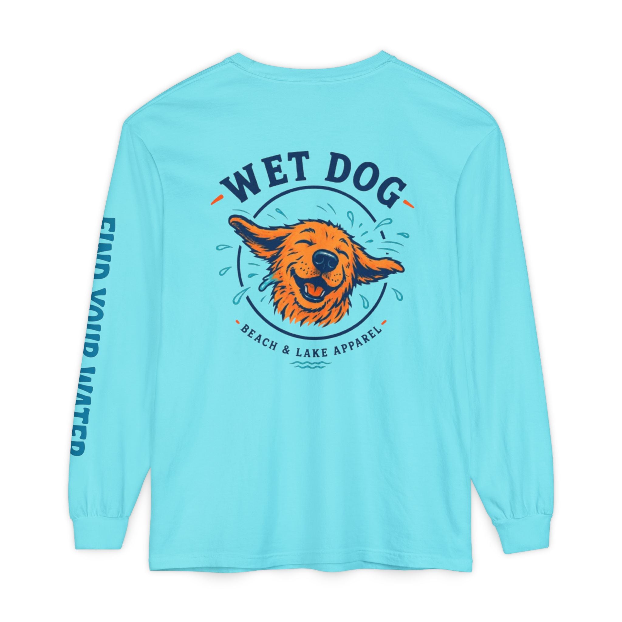 Wet Dog Shake Logo Long Sleeve T-Shirt | Find Your Water sleeve print