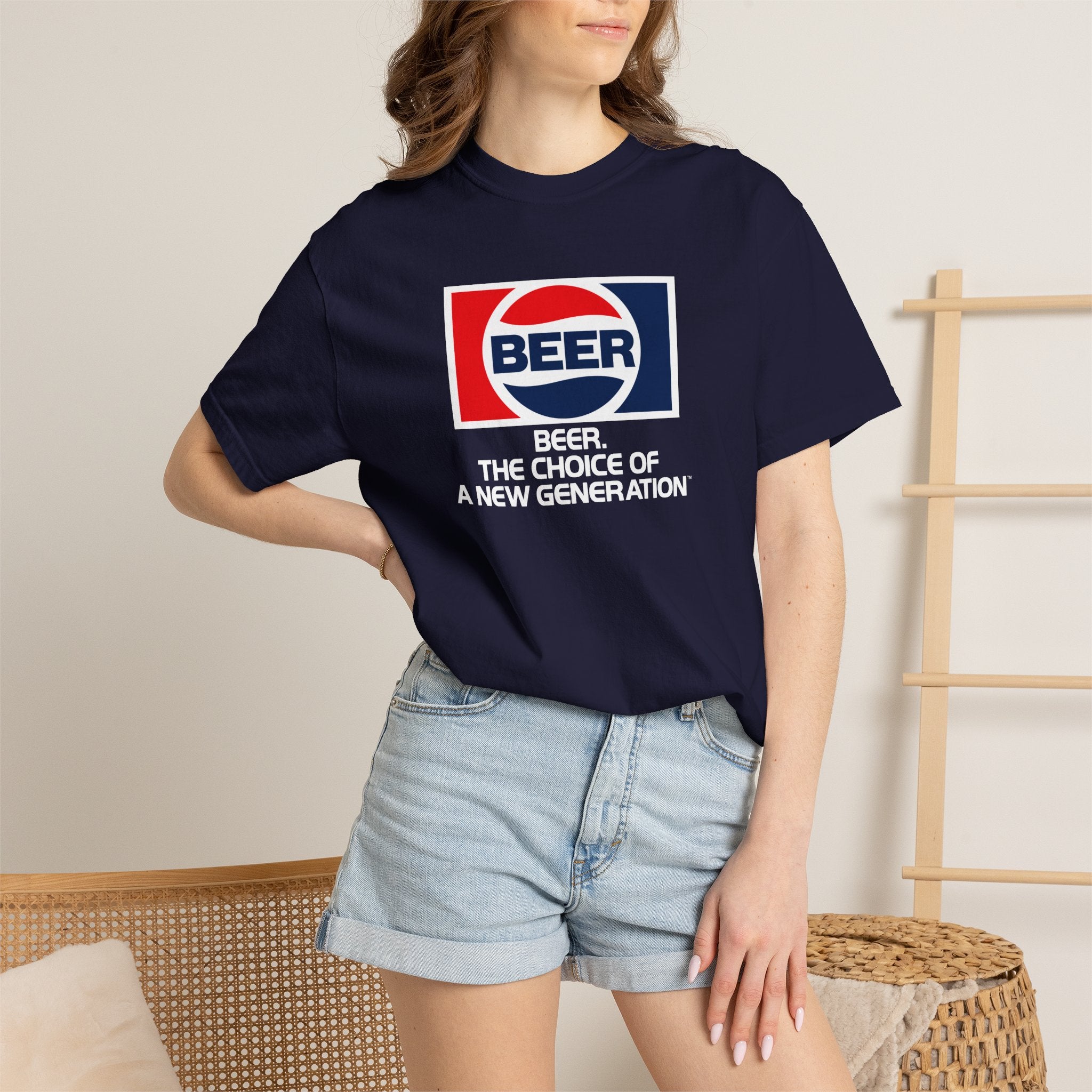 Beer Generation — Retro Red & Blue Beverage Graphic Tee