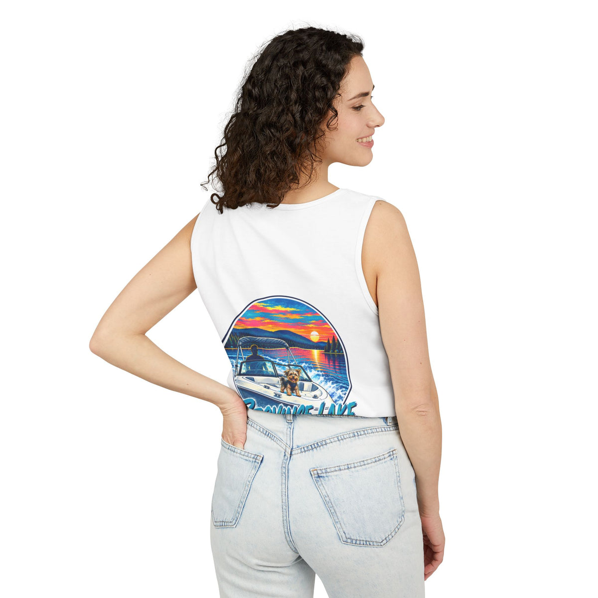 Province Lake Boat Tank Top — Retro Sunset Beach Vibe