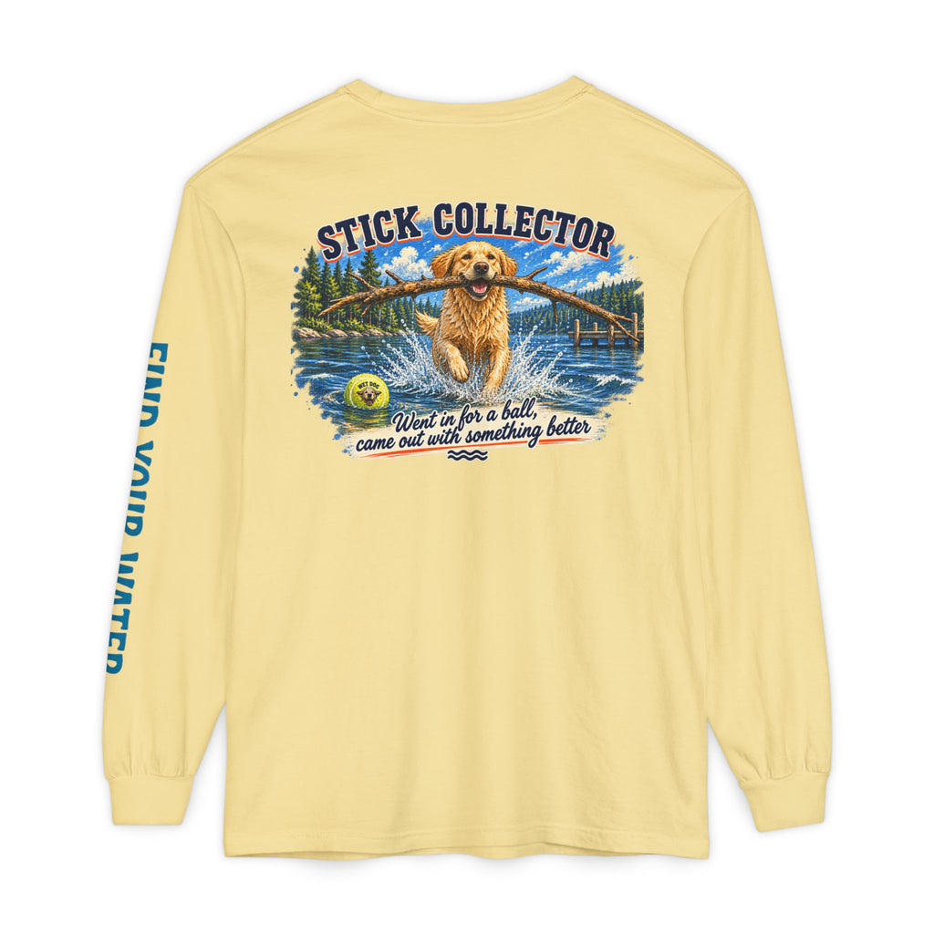 Wet Dog "Stick Collector" graphic Long Sleeve T-Shirt | find your water sleeve print