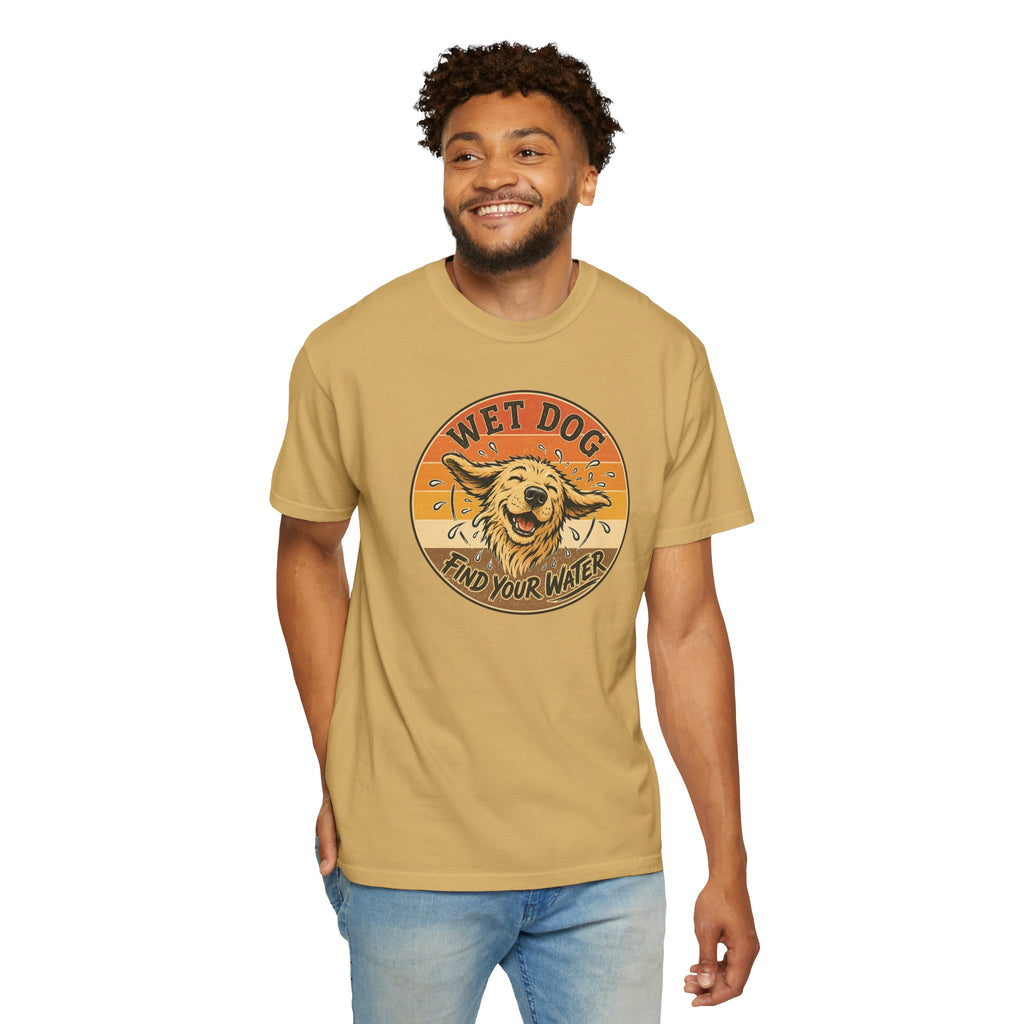 Wet Dog Find Your Water T-shirt | Retro Golden Retriever Graphic