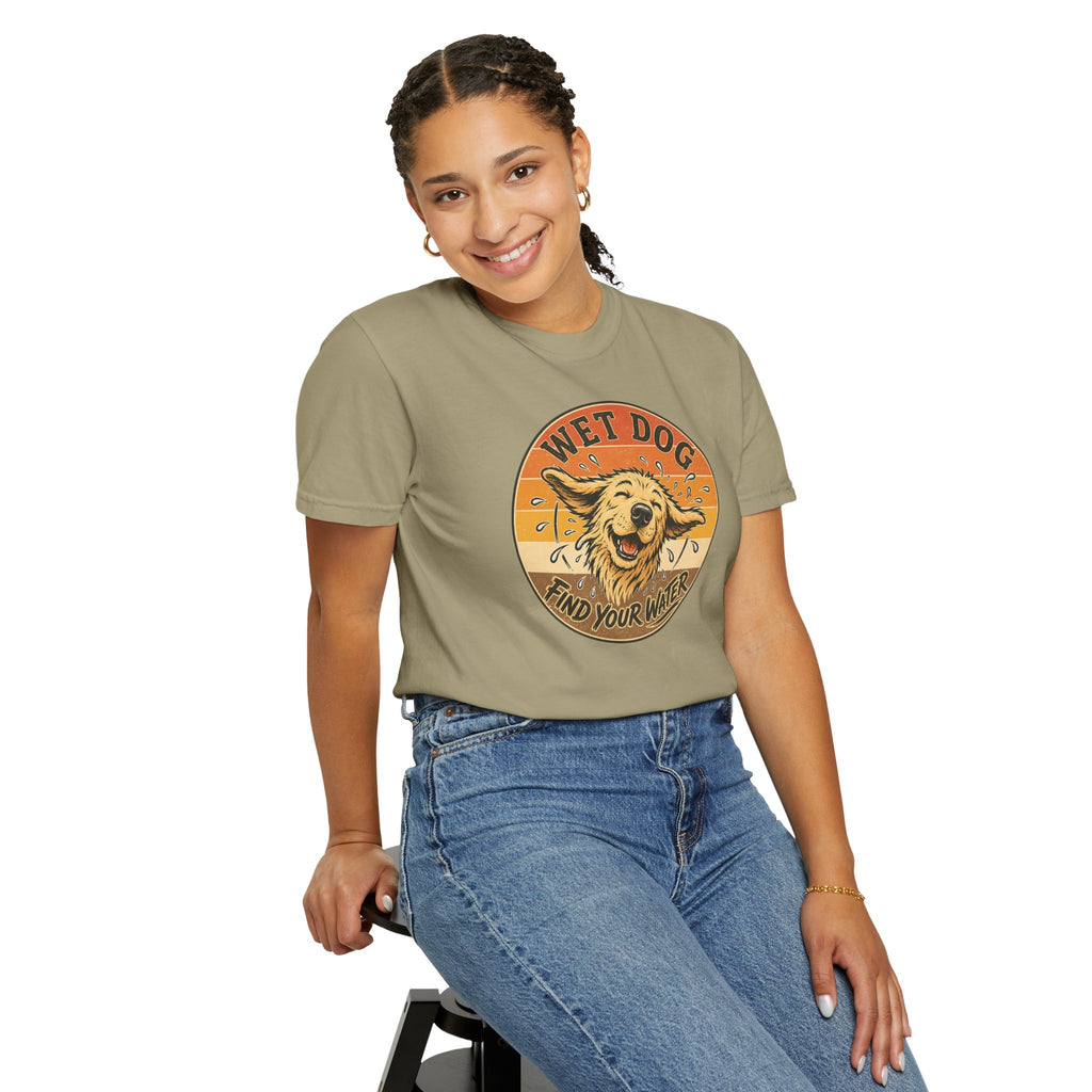 Wet Dog Find Your Water T-shirt | Retro Golden Retriever Graphic