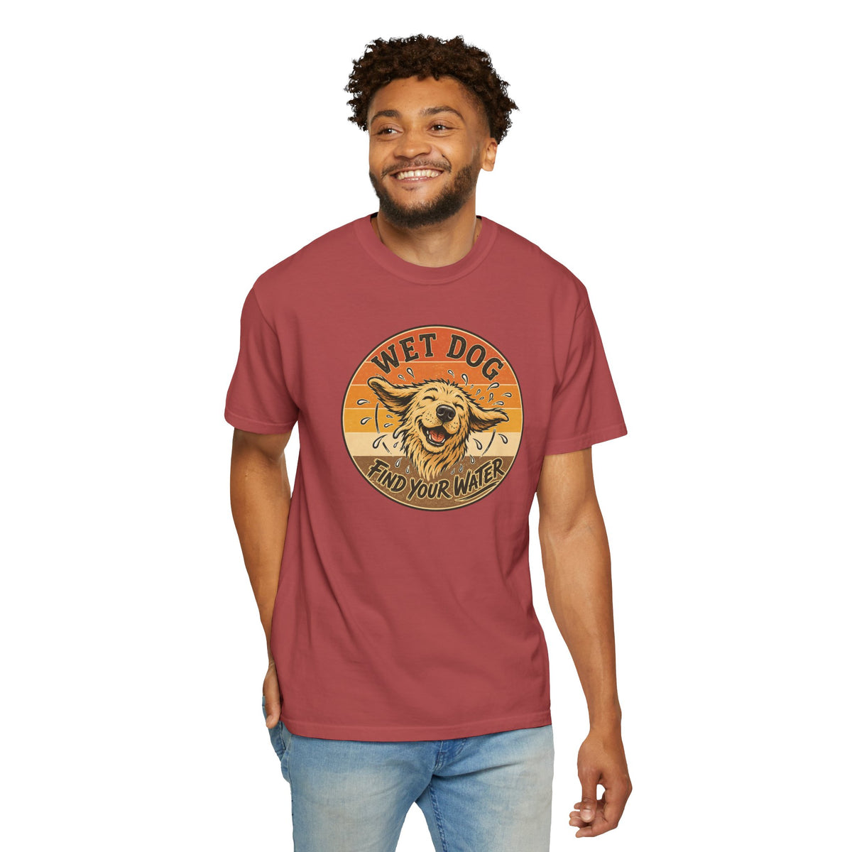 Wet Dog Find Your Water T-shirt | Retro Golden Retriever Graphic