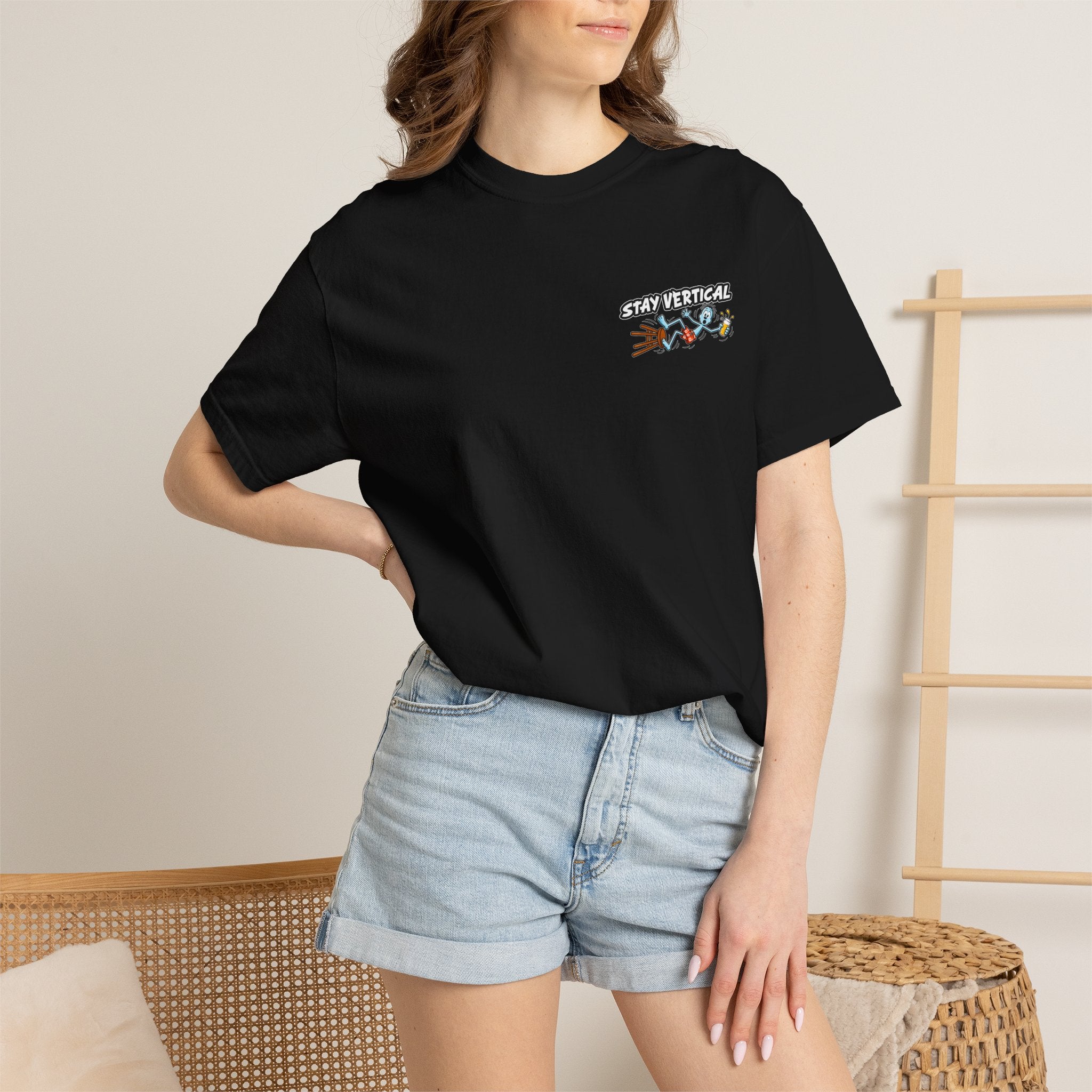 Stay Vertical Fall off Bar Stool T-shirt | Tropical Beach Bar Stool Fall