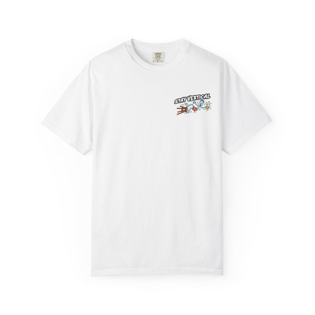 Stay Vertical Fall off Bar Stool T-shirt | Tropical Beach Bar Stool Fall
