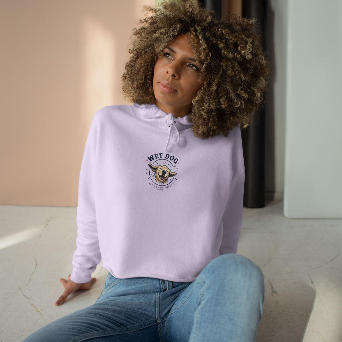 Wet Dog Cropped Hoodie — “Find Your Water” Cute Dog Graphic Crop Sweatshirt