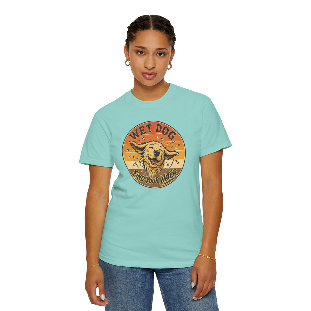 Wet Dog Find Your Water T-shirt | Retro Golden Retriever Graphic