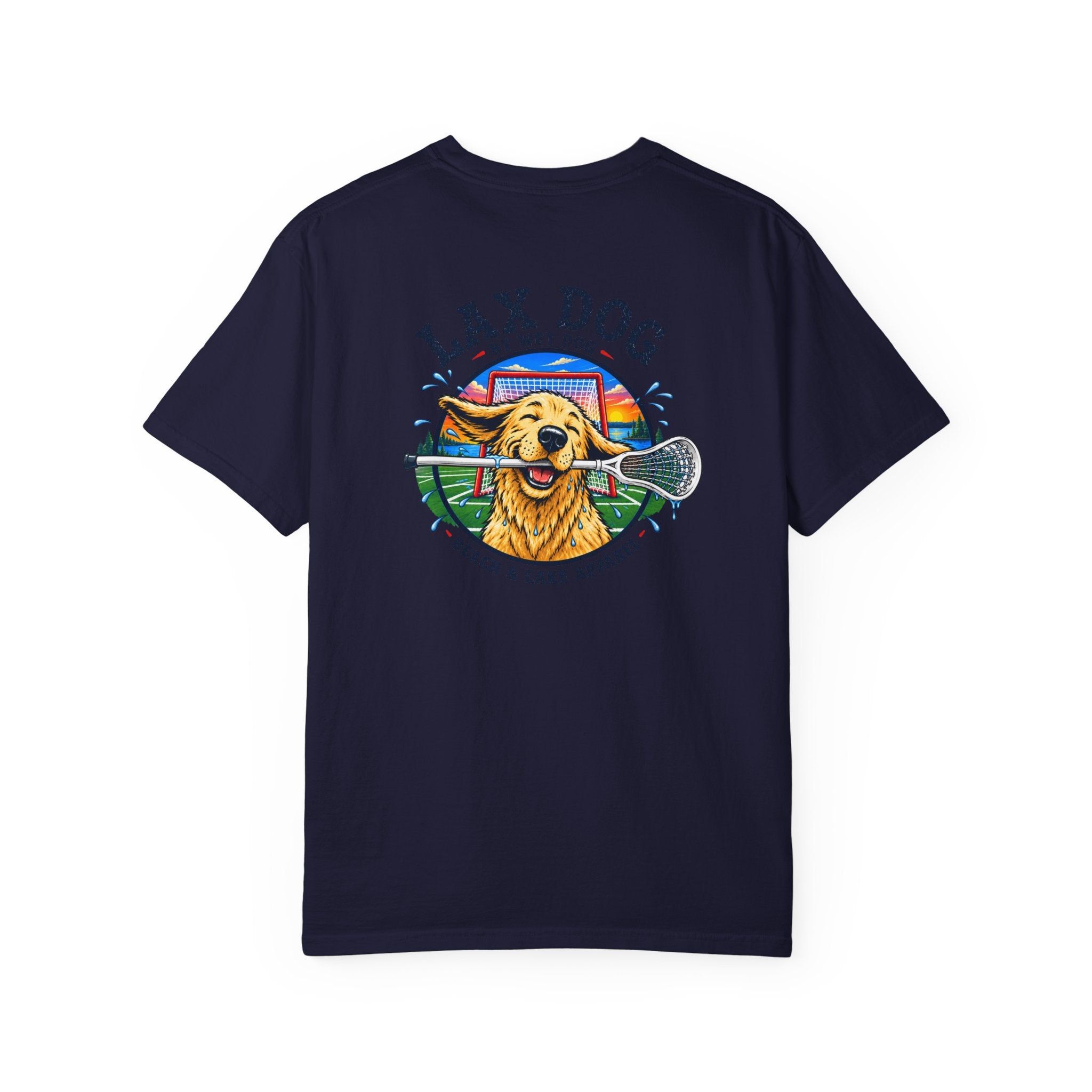 Lax Dog Unisex T-Shirt — Wet Dog Lax Lacrosse Beach Graphic Tee