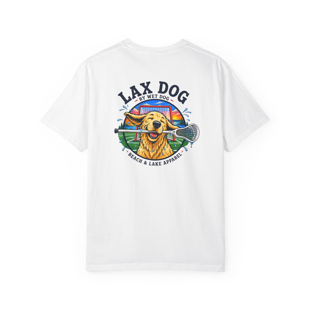 Lax Dog Unisex T-Shirt — Wet Dog Lax Lacrosse Beach Graphic Tee