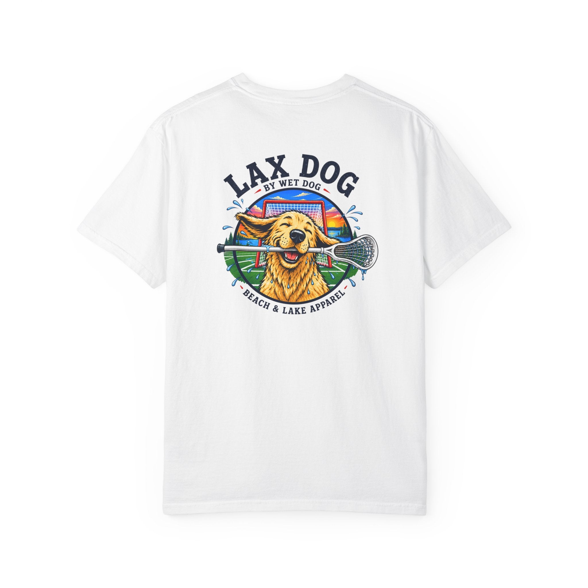 Lax Dog Unisex T-Shirt — Wet Dog Lax Lacrosse Beach Graphic Tee