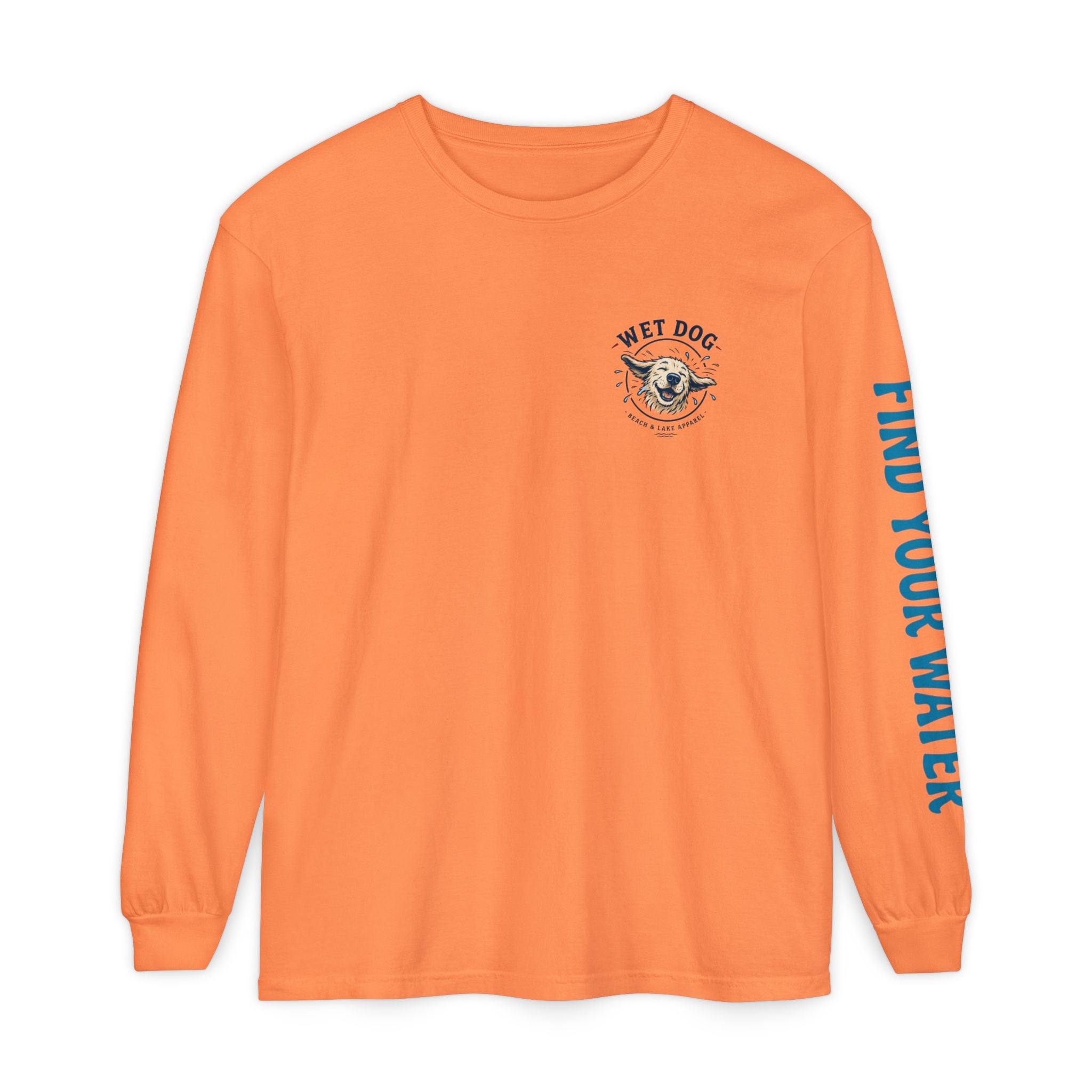 Wet Dog Shake Logo Long Sleeve T-Shirt | Find Your Water sleeve print