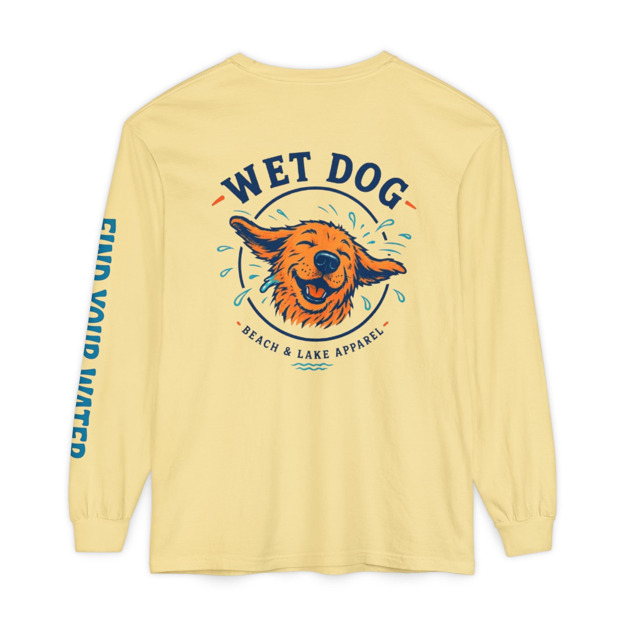 Wet Dog Shake Logo Long Sleeve T-Shirt | Find Your Water sleeve print