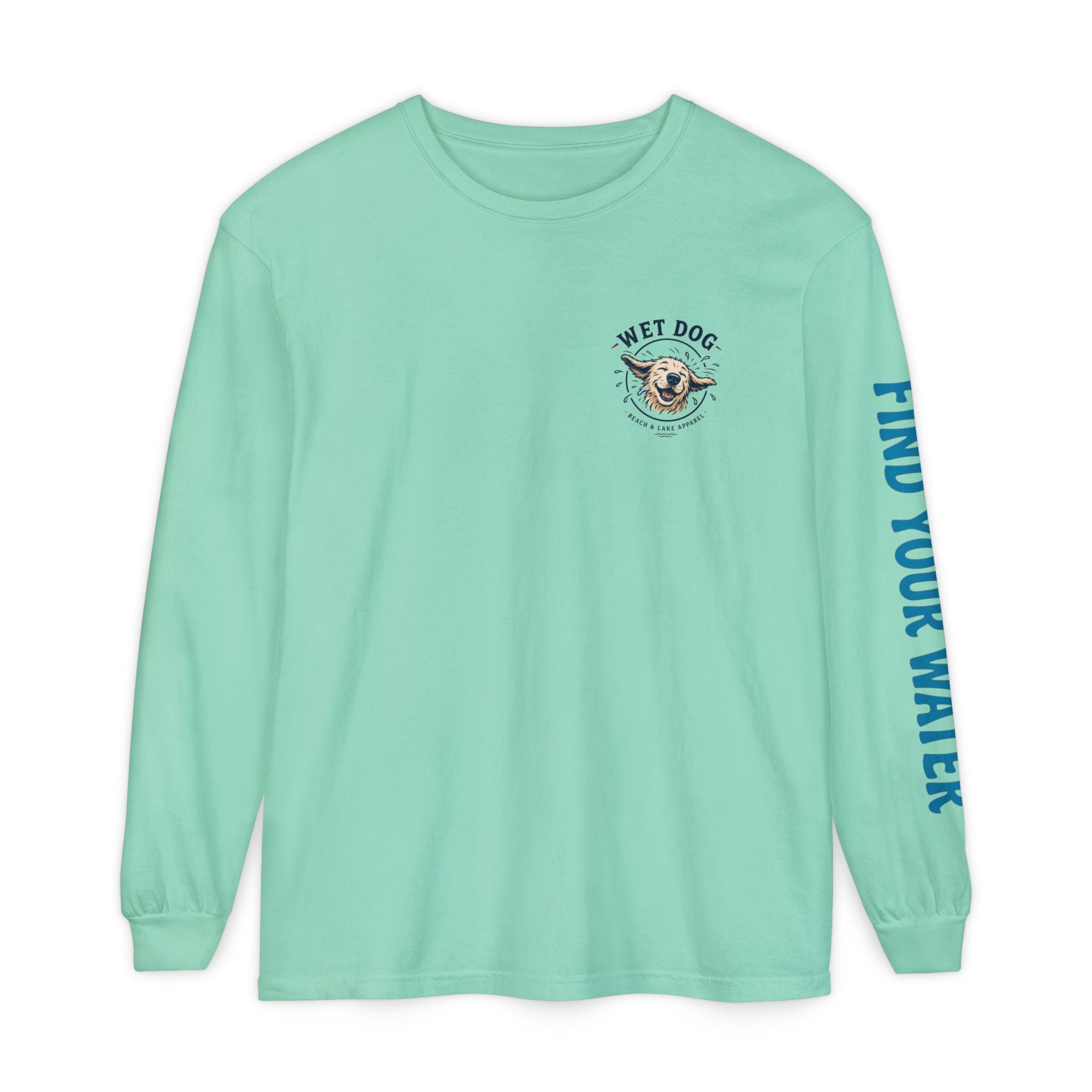 Wet Dog Shake Logo Long Sleeve T-Shirt | Find Your Water sleeve print