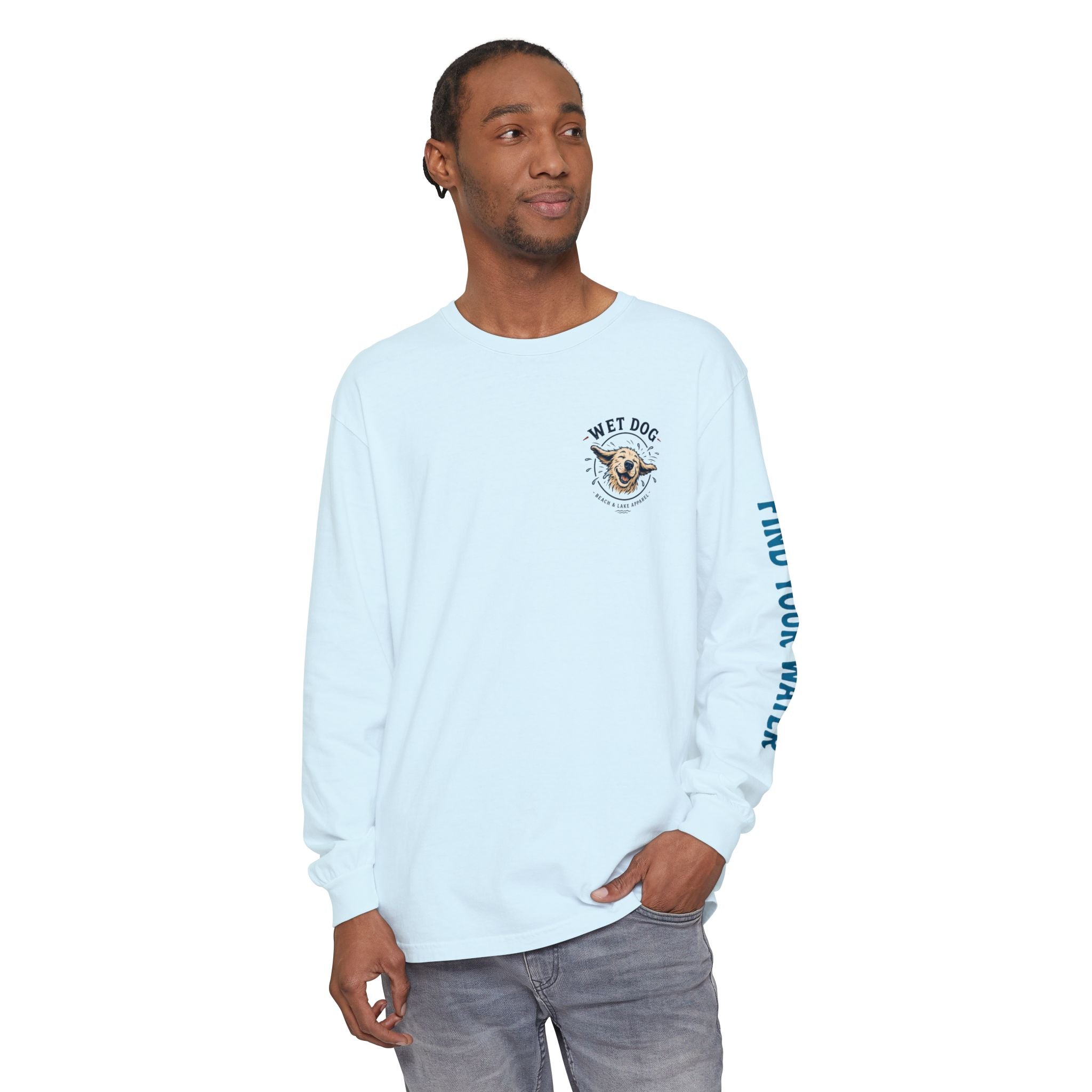 Wet Dog "Stick Collector" graphic Long Sleeve T-Shirt | find your water sleeve print