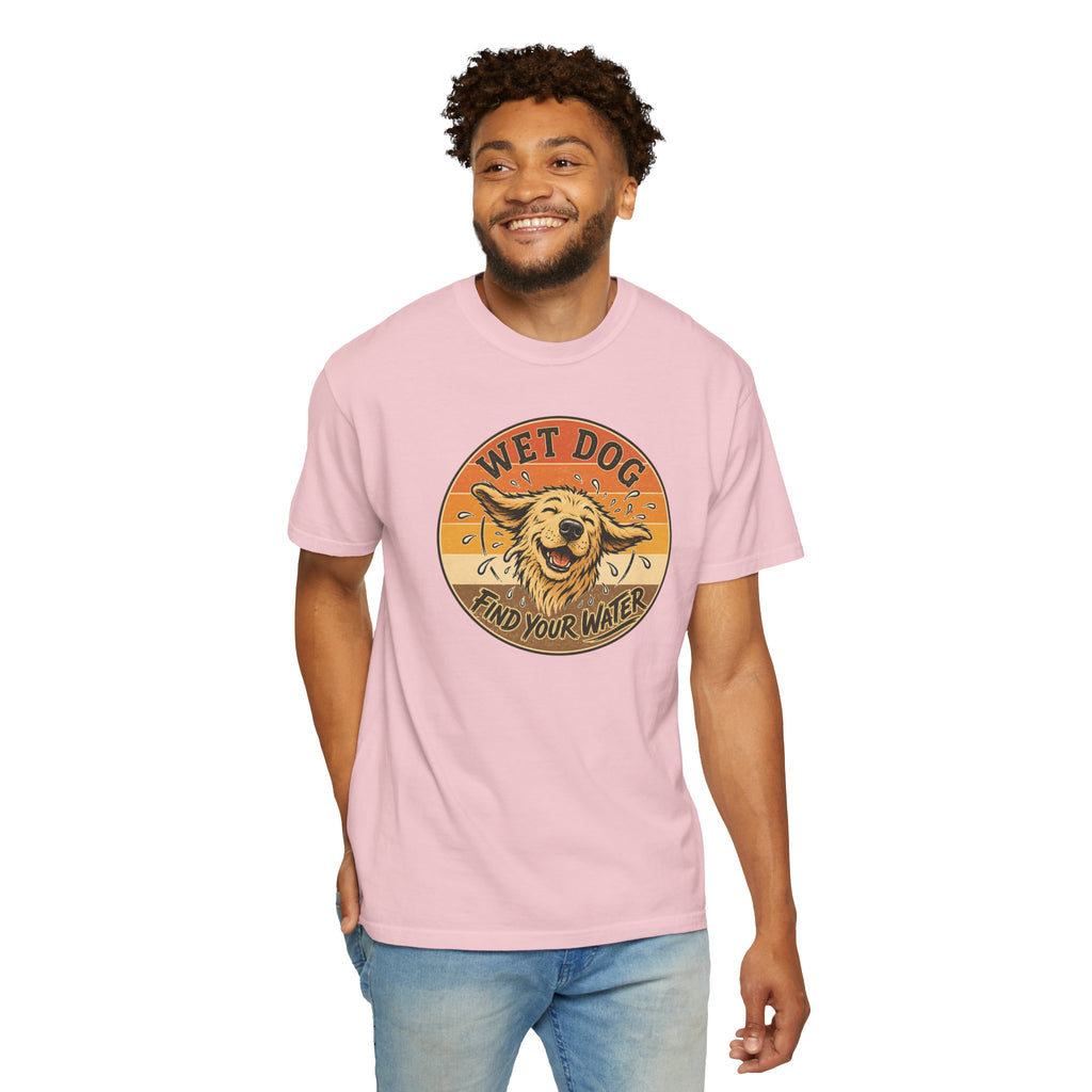 Wet Dog Find Your Water T-shirt | Retro Golden Retriever Graphic