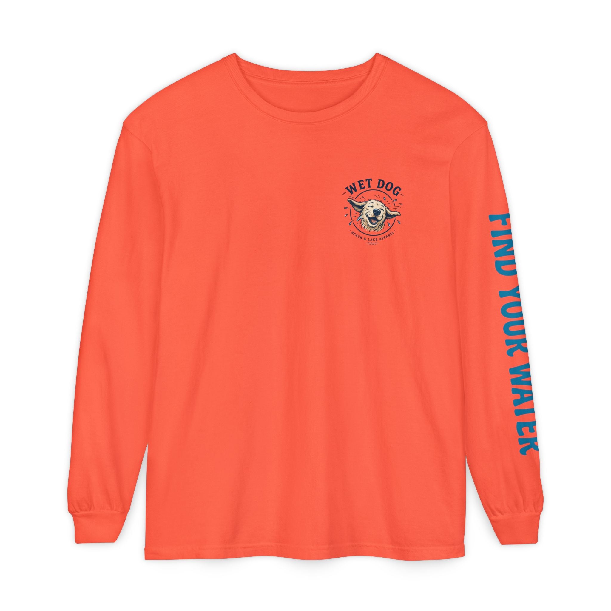 Wet Dog Shake Logo Long Sleeve T-Shirt | Find Your Water sleeve print