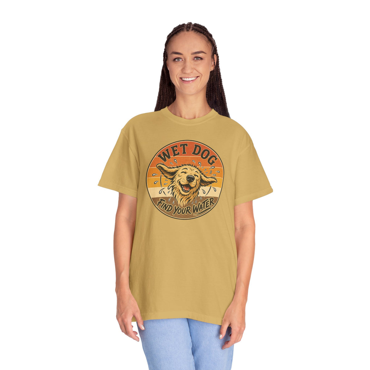 Wet Dog Find Your Water T-shirt | Retro Golden Retriever Graphic