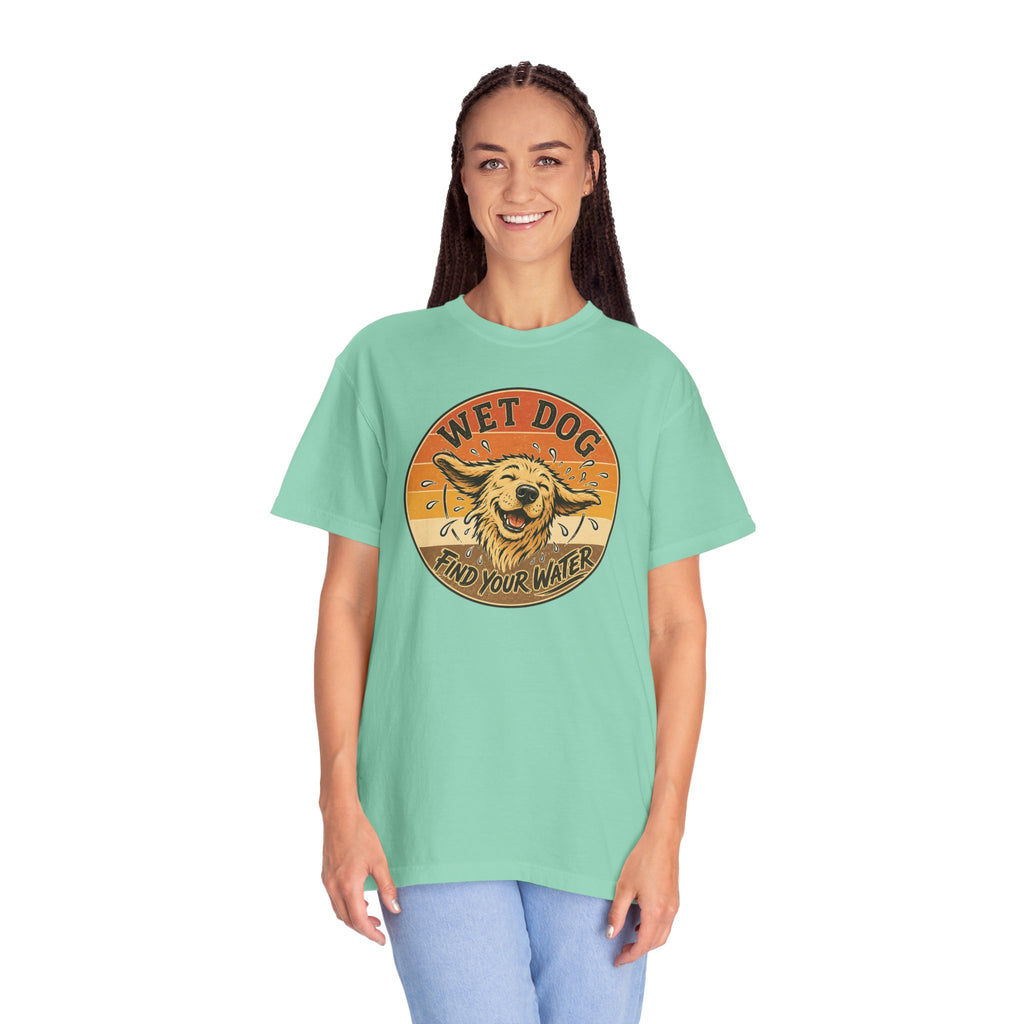 Wet Dog Find Your Water T-shirt | Retro Golden Retriever Graphic