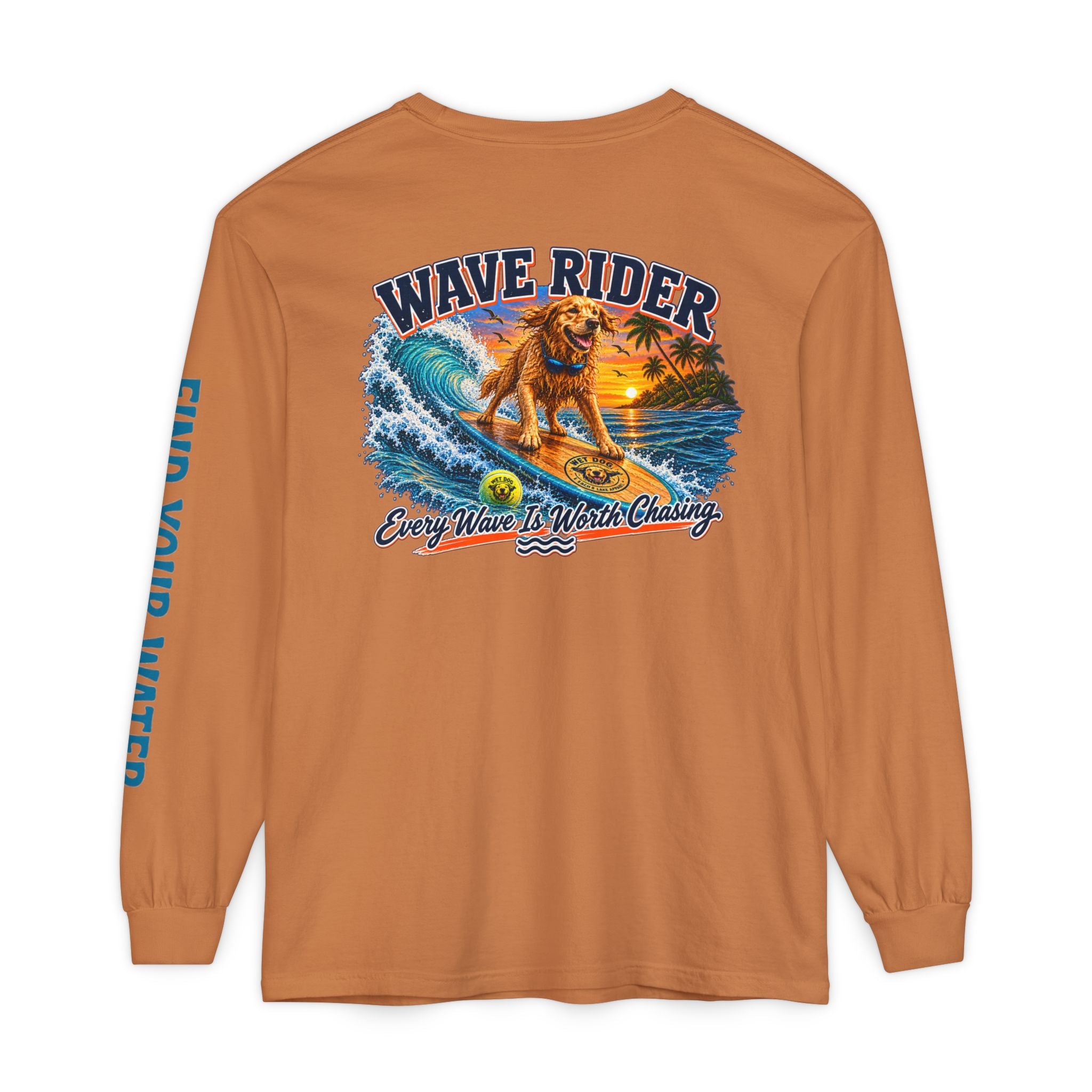 Wet Dog "Wave Rider" Long Sleeve T-Shirt | Find Your Water sleeve print